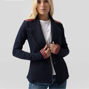 Saint + Sofia Organic Cotton Biker Jacket - Navy - Size 8